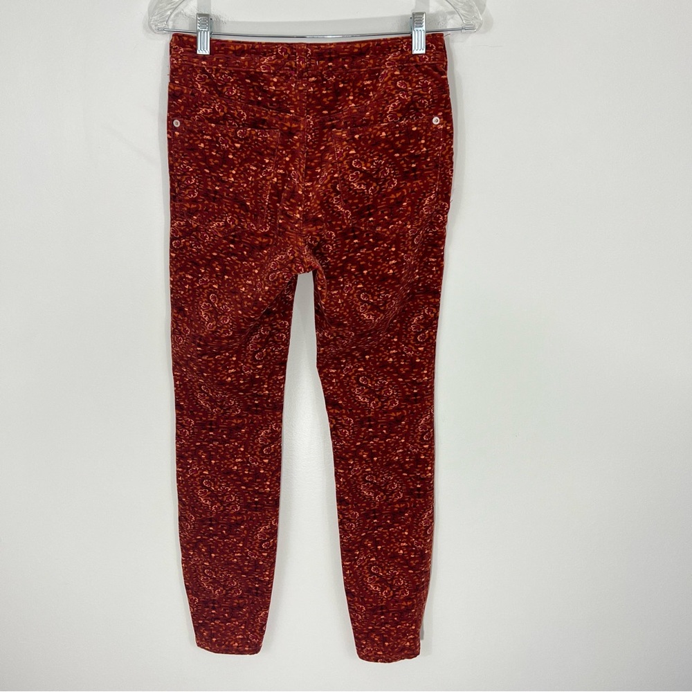 Anthropologie Pilcro High Rise Skinny Corduroy Pants in Orange Motif - Picture 8 of 9